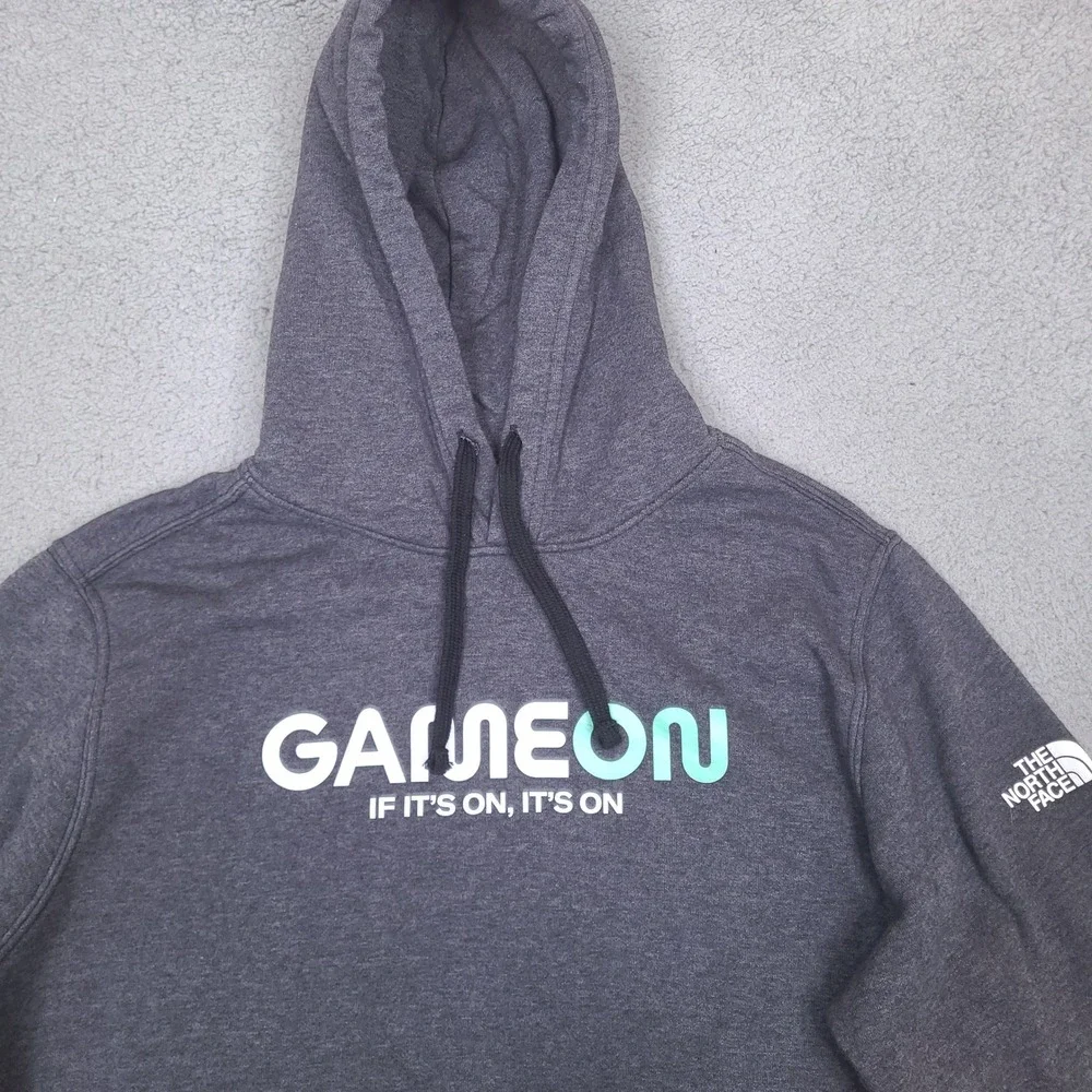 The North Face‎ Hoodie Mens Large Gray Game On Print Pullover Sweatshirt